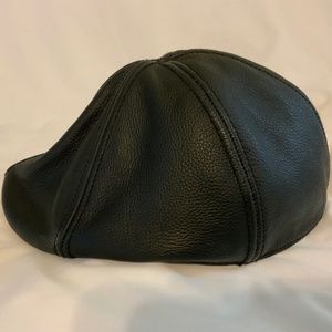 Cremieux 100% leather driver cap black leather men’s size L-XL